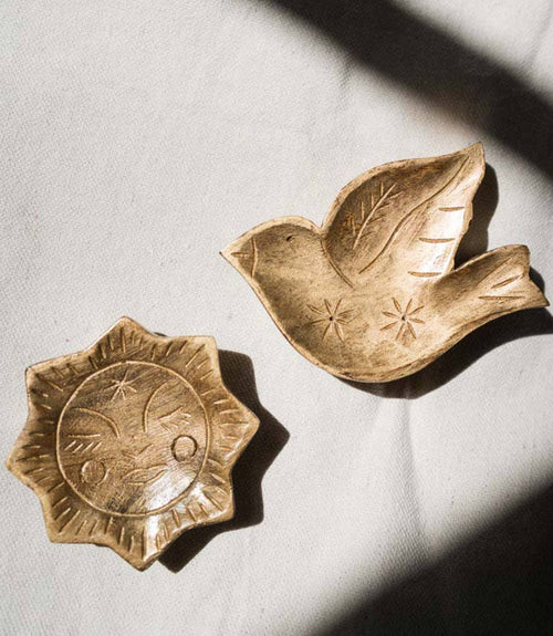 Chamak Bird Jewelry Tray - Metallic Painted Wood