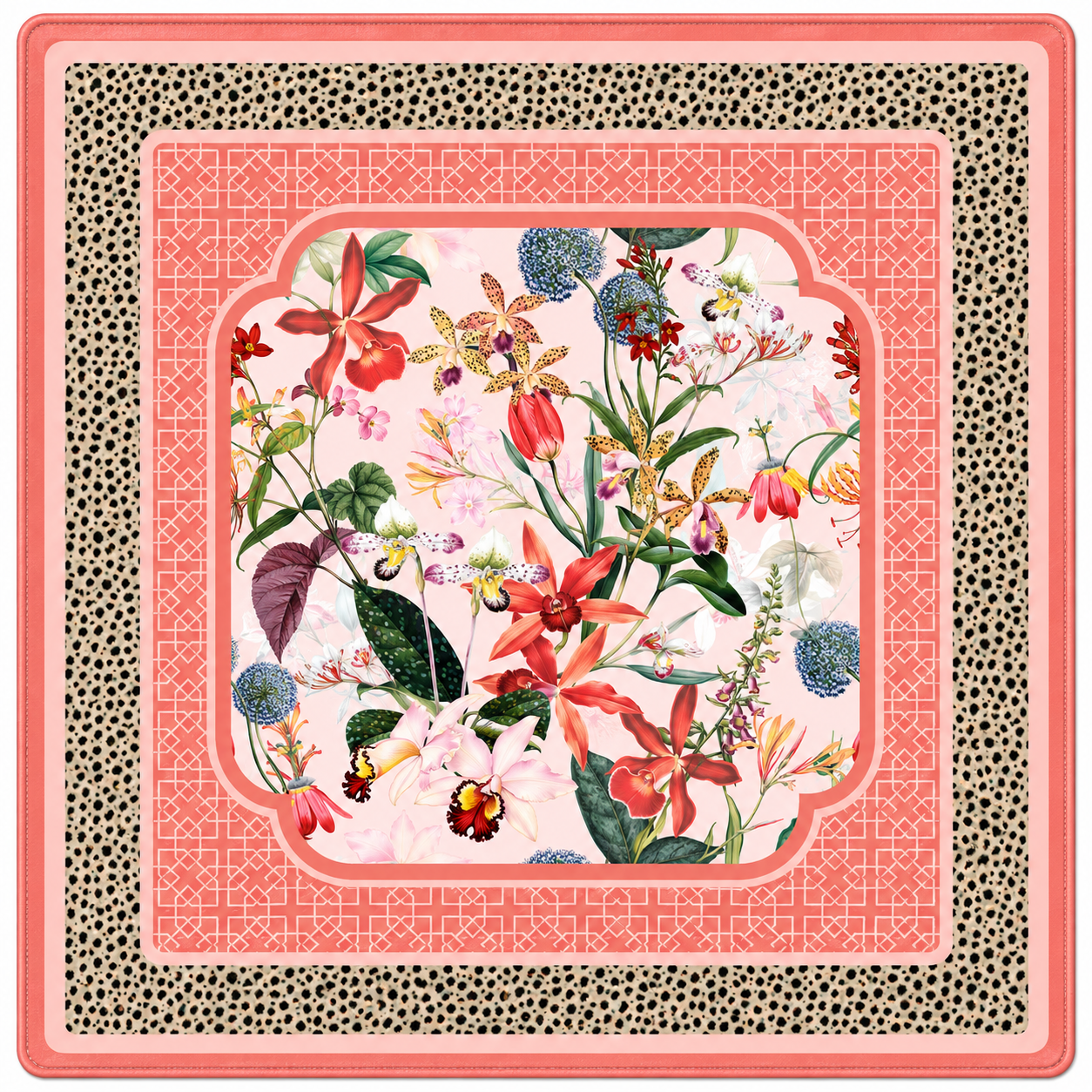 Peach Spotted Cheetah in Bloom 33" Premium Mahjong Mat