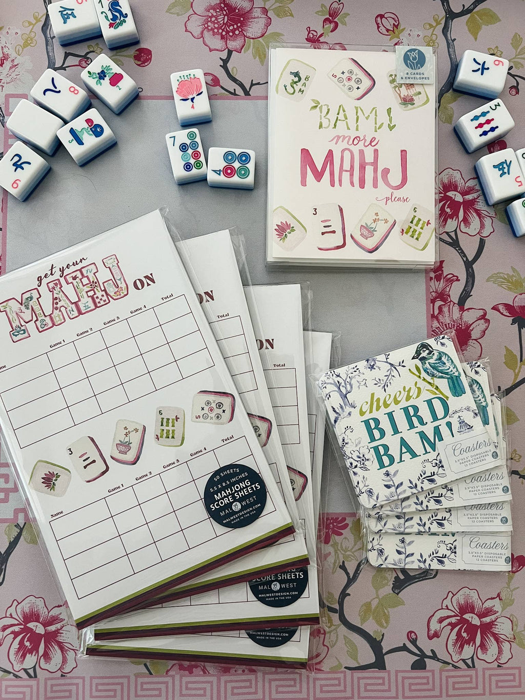 Mahjong Coasters - 12 reversible felt paper