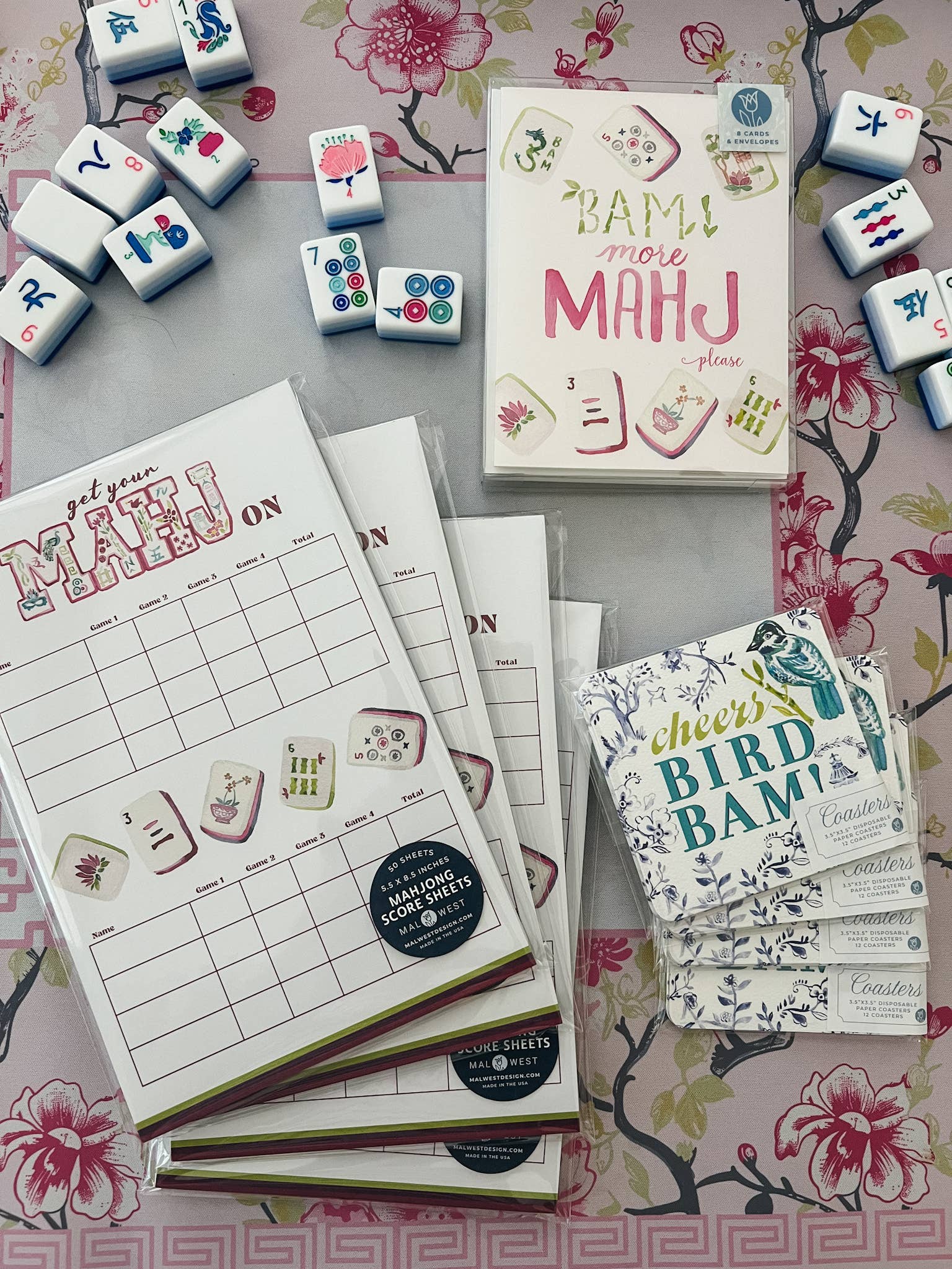 Mahjong Coasters - 12 reversible felt paper