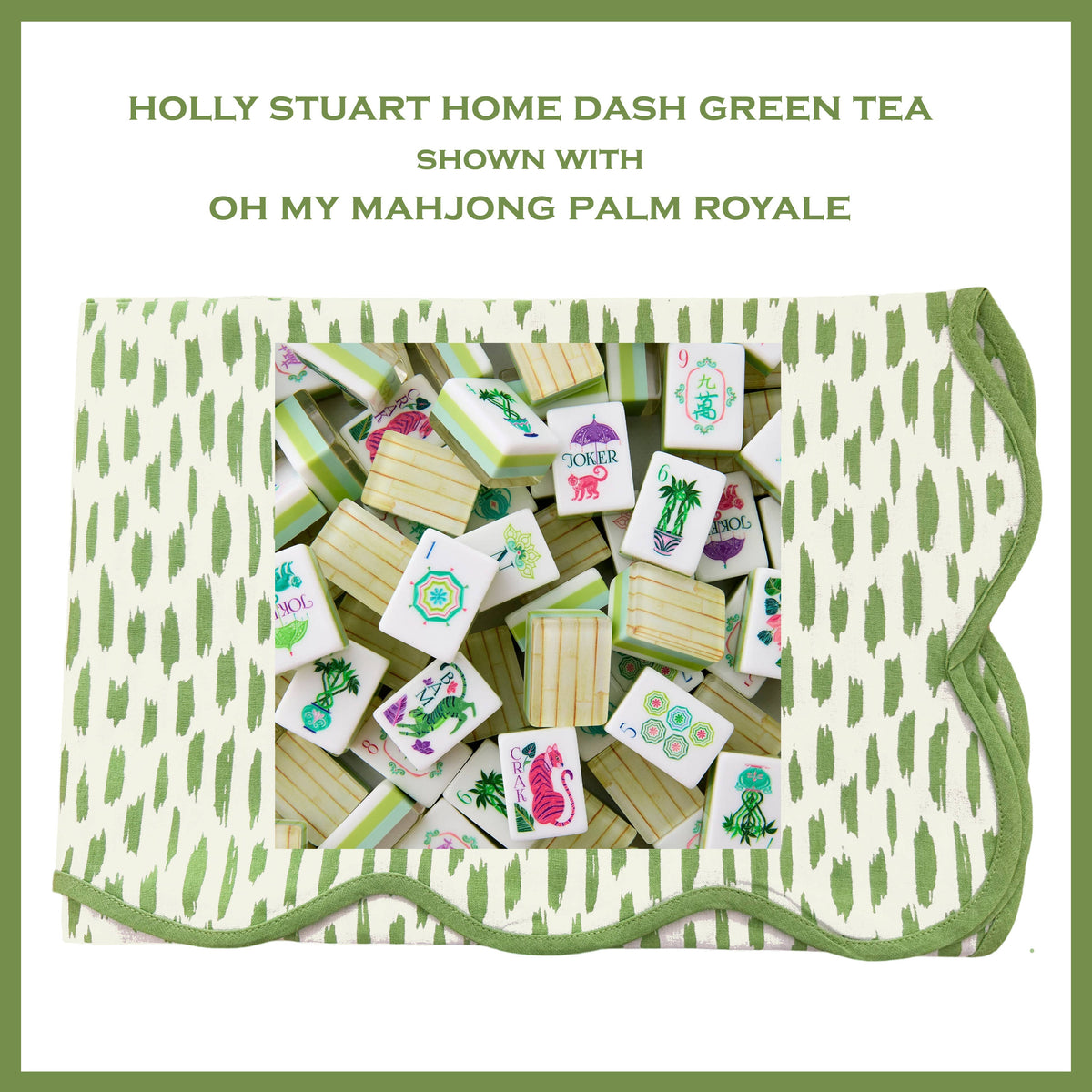 DASH MAHJONG AND GAME TABLECLOTH ~ GREEN TEA