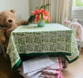 Whimsy Floral Tablecloth in Green - 44"x44"