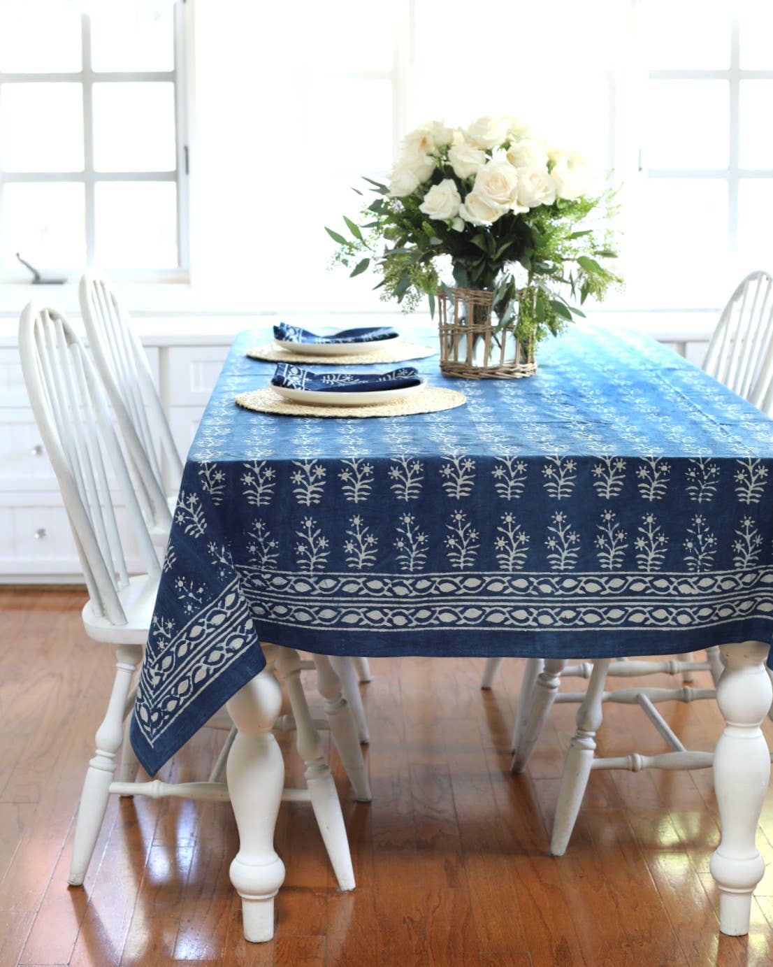Tablecloth Lawrence Indigo ON SALE: 60x60