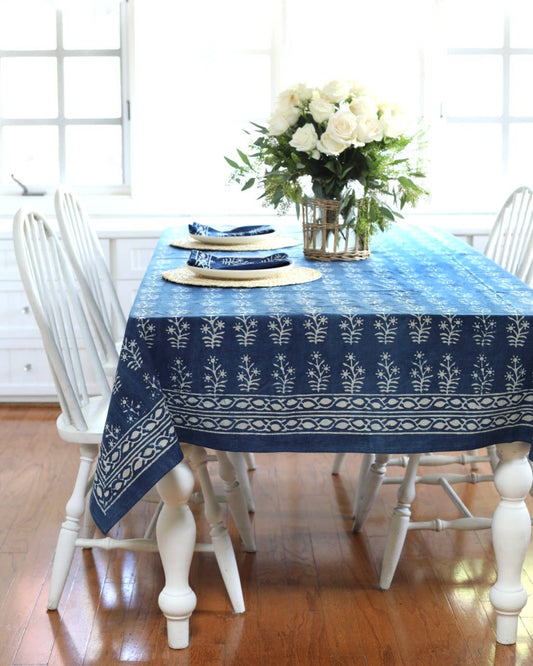 Tablecloth Lawrence Indigo ON SALE: 60x60