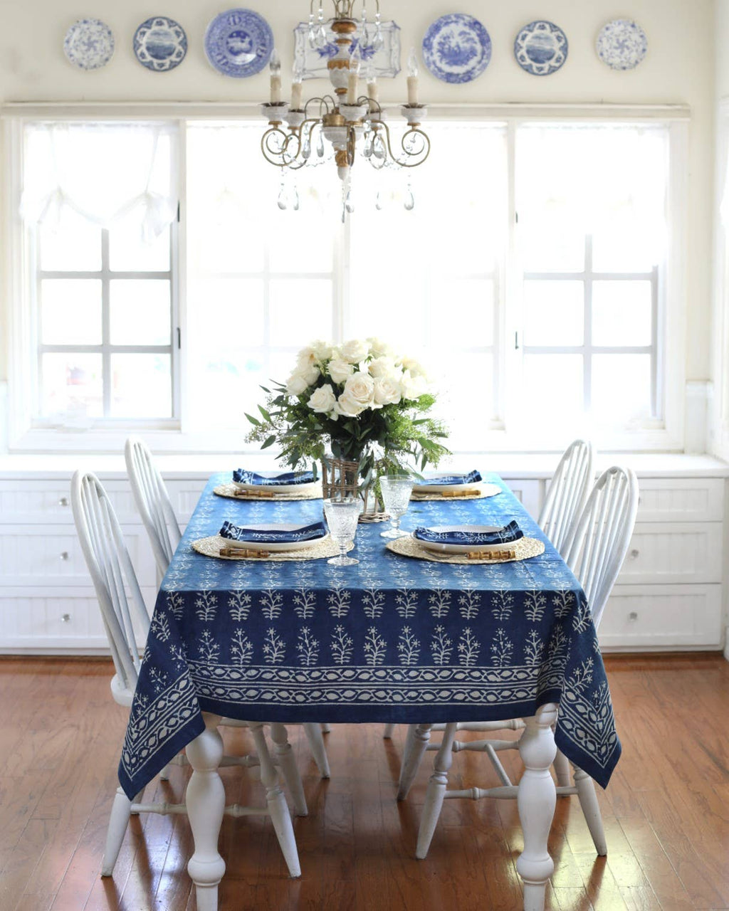 Tablecloth Lawrence Indigo ON SALE: 60x60